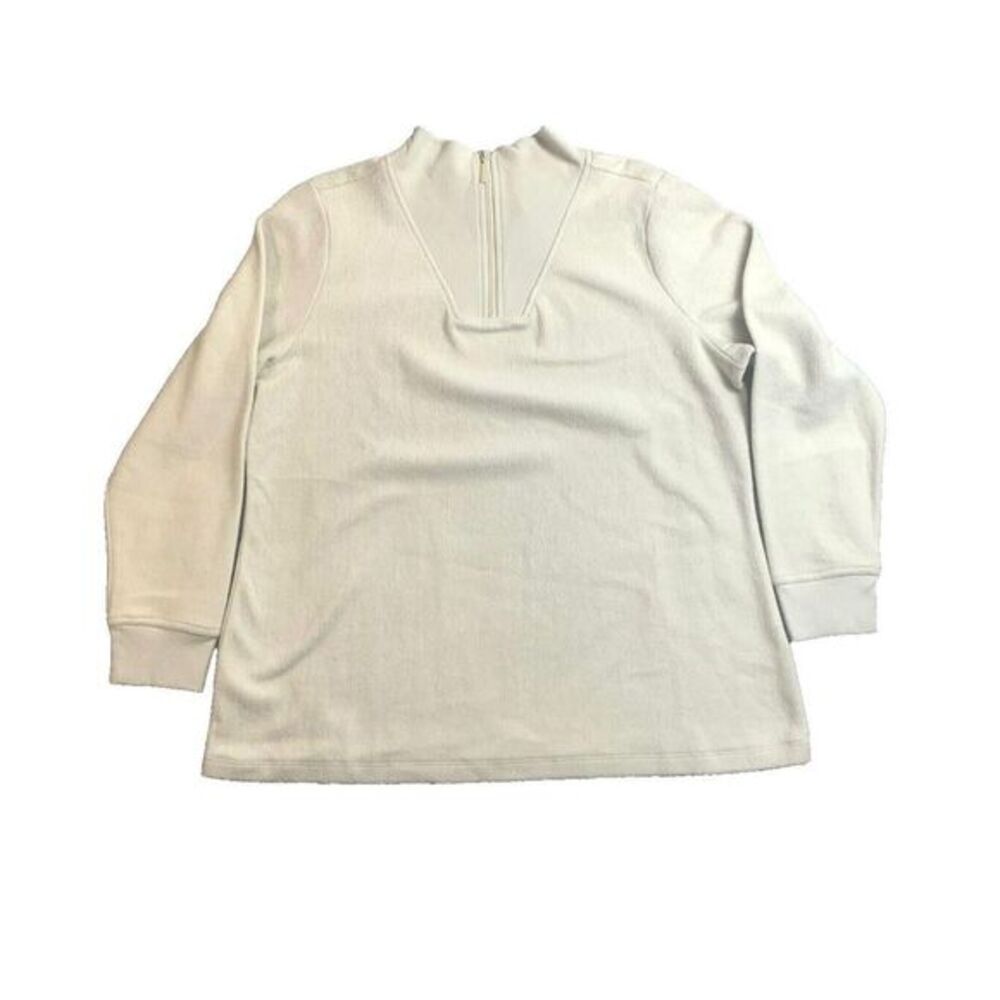 D&Co Active Sweatshirt Adult Large Ivory Mock Neck 1/4 Zip Sweater Pullover Mens